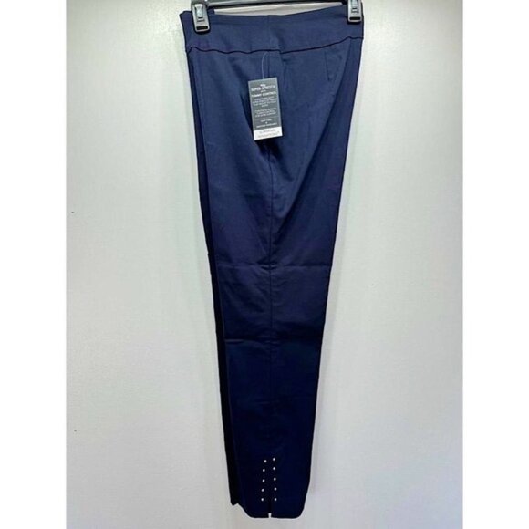 NEW Roz & Ali Navy Blue Slimming Sensations Pull On Pants Silver Studs Hem 6 - Picture 1 of 8